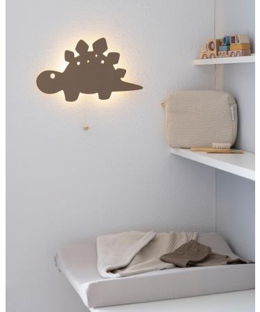 Bo Baby's ONLY Dino Wall Lamp - Battery-Powered Night Light for Baby's Room - FSC Certified Wooden Lamp - 25 000 Hours of Warm Glow - Buy Online on SooperMarket.com