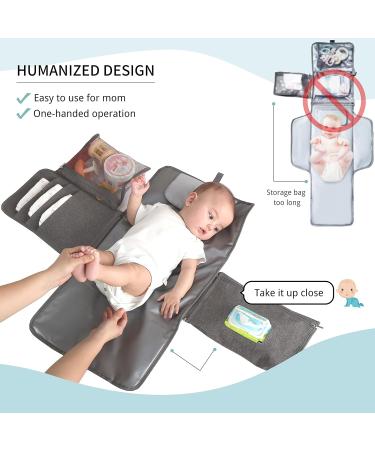 JanYoo Baby Portable Changing Pad with Wipes Pocket - Waterproof Travel Mat in Grey - Buy Online on SooperMarket.com