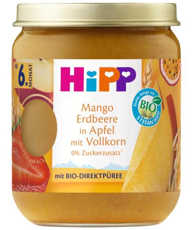 HiPP Organic Fruit and Grain Mango Strawberry in Apple with Whole Grain 160g Pack of 6 (6x160g)