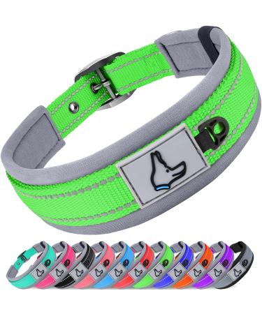 Joytale dog collar softly padded neoprene collars for medium dogs nylon reflective wide collar dog green m (1 Pack) green