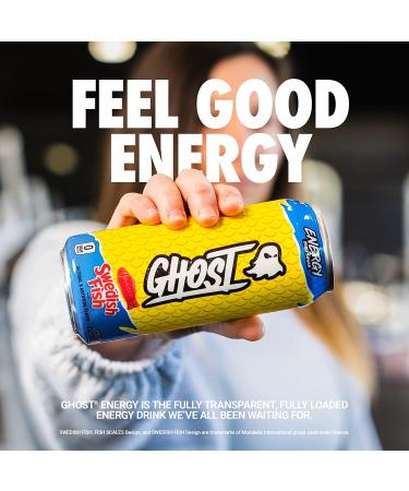 Ghost Energy Sugar-Free Swedish Fish Energy Drink 12-Pack - 16oz Cans - 200mg Natural Caffeine - L-Carnitine & Taurine - Soy & Gluten-Free - Vegan - Buy Online on SooperMarket.com