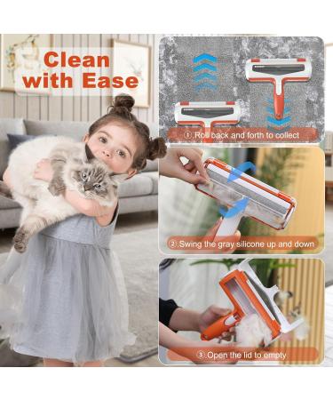 ACE2ACE Pet Hair Remover Dog and Cat Hair Removal Brush Reusable Lint Roller for Furniture Couch Rug and Bedding Orange - Buy Online on SooperMarket.com