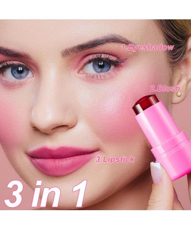 2PCS Cooling Water Jelly Lip Tint & Blush - 3-in-1 Cheek & Lip Makeup - Chill Poppy Pink Stain Gloss - Buy Online on SooperMarket.com