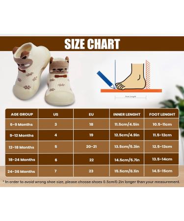 Dookeh Baby Shoes | Non Slip Soft Sole Sneakers for Boys & Girls | 6-9 Months | Brown - Buy Online on SooperMarket.com