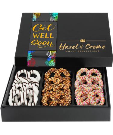 Hazel & Creme Chocolate Covered Pretzels - GET WELL SOON Chocolate Gift Box - Care Package Gift - Gourmet Food Gift