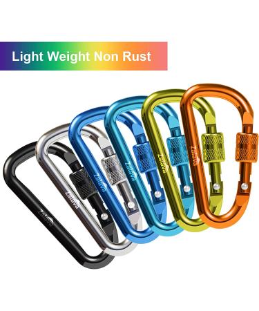 Zalava 6pcs 2D-Clip Locking Carabiner Keychain Clips in 6 Colors - Buy Online on SooperMarket.com