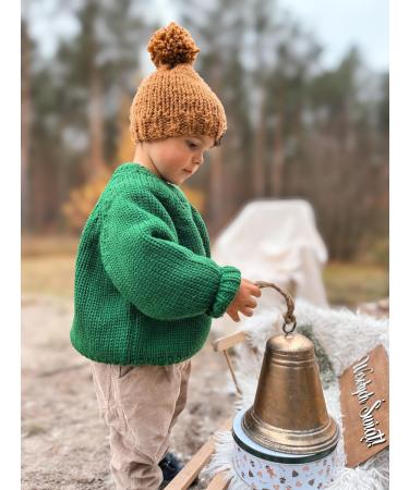 Volunboy Baby Boy Girl Green Knit Sweater 2-3 Years | Oversized Crewneck Pullover - Buy Online on SooperMarket.com