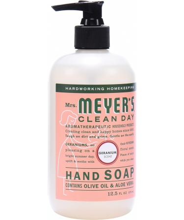 Mrs. Meyer's Geranium Hand Soap 12.5 fl. oz - Pack of 6 | Biodegradable Formula with Essential Oils - Buy Online on SooperMarket.com