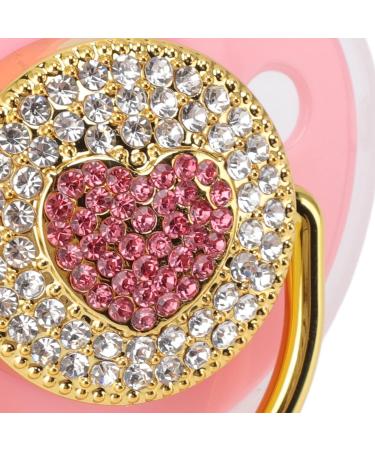 Shinning Heart Shape Baby Pacifier - Personalized Glitter Crystal Dummy | Ideal Bling Gift for Girl Baby Shower & Photography (Pink) - Buy Online on SooperMarket.com