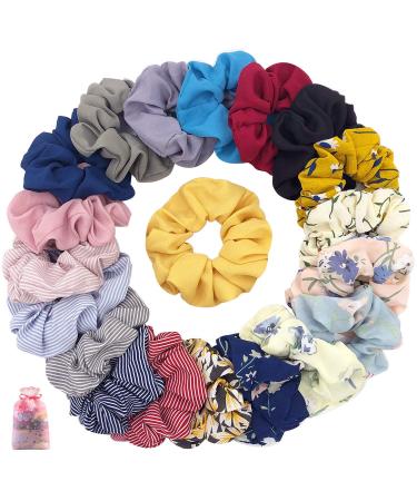 Scrunchies chiffon elastic rubber bands scrunching chiffon hair tie colorful hair tie children soft hair tie hair tie girl scrunch hair tie flower (20pcs)