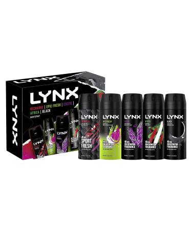 LYNX Fragrance Edition Gift Set 5x body spray perfect gifts for him 5 piece