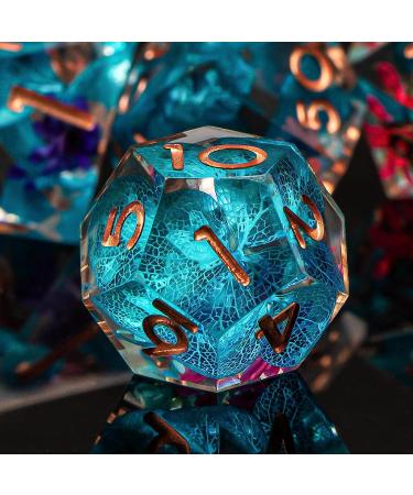 KERWELLSI DND Sharp Edged Resin Dice Set - 7pcs Translucent Polyhedral Dice for Dungeons and Dragons - Handmade RPG Game Dice Set with Gift Box - Flowers & Rainbow - Buy Online on SooperMarket.com