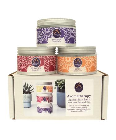Absolute aroma relaxing bitteting salt bundle set - 3 x 300 g lavender detox 'and' relaxation ' - magnesium sulfate with 100% pure essential oils