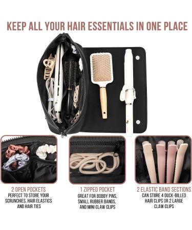 Portable Hair Tools Travel Bag & Heat Resistant Mat - Neoprene, Black | Organizer for Flat Irons, Straighteners, Curling Irons & Accessories - Buy Online on SooperMarket.com