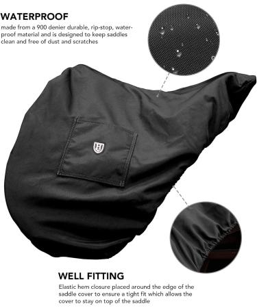Harrison Howard Premium Waterproof/Breathable Fleece-Lined Saddle Cover - Mars Black Dressage-One Size - Buy Online on SooperMarket.com