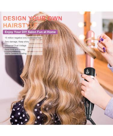 5 in 1 Curling Iron Curling Wand Set with Curling Thermal Brush&4 Interchangeable Ceramic Curling Wand(0.4"-1.25") Long Lasting Curls Hair Iron Crimper Instant Heat Up Hair Curler with Glove&2 Clips - Buy Online on SooperMarket.com