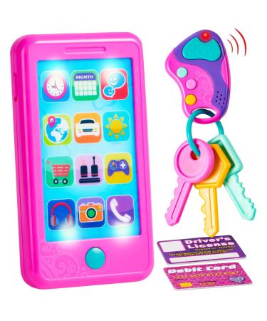 Joyin Rosa Playing Smartphone Key Fob Key Toys and Credit Cards Set Children To Herbed Cell Phone Toys toddler Birthday Gifts Toys For 1 2 3 5 years old