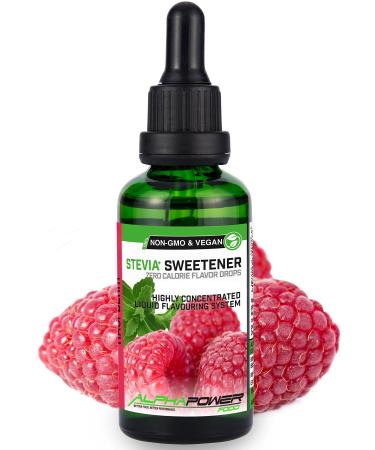 Alphapower Food |Stevia sugar -free flavor drops raspberry |100% natural liquid aroma + sugar substitute for water muesli desserts smoothies natural raspberry aroma 50.00 ml
