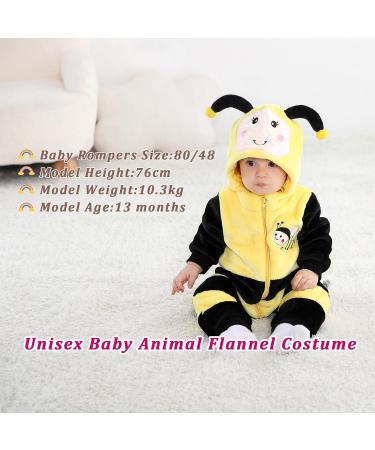Doladola Unisex Baby Toddler Romper Jumpsuit Hooded Cartoon Sleepsuit 12-18 Months - Bee Design - Buy Online on SooperMarket.com