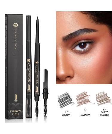 Dual-Sided Eyebrow Pencil Kit - Waterproof Long-Lasting Ultra Precise Brow Makeup - #03 Light Brown - Perfect Natural-Looking Brows - Buy Online on SooperMarket.com