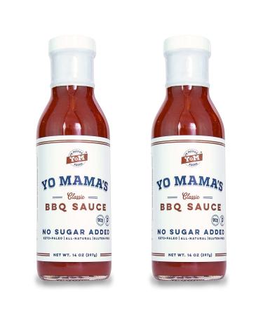 Keto Barbecue BBQ Sauce by Yo Mama's Foods – (Pack of 2) - Vegan, No Sugar Added, Low Carb, Low Sodium, Gluten Free, Paleo, and Made with Whole Non-GMO Tomatoes! Classic BBQ 14 Ounce (Pack of 2)