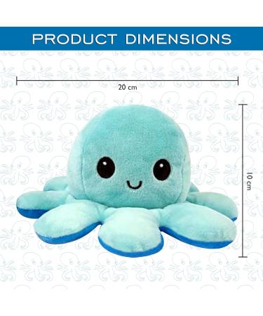 FASTEXX Octopus Reversible Plushies - Double-Sided Flip Mood Octopus - Sweet Gift for Kids and Family - Blue - Buy Online on SooperMarket.com