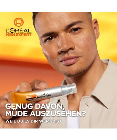 L'Or al Men Expert Eyes Roll-on for Dark Circles & Wrinkles - Invigorating Eye Care with Vitamin C & Caffeine 10ml - Hydrating Moisture Solution for Men - Buy Online on SooperMarket.com