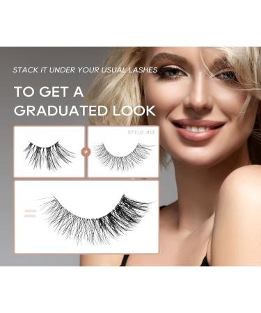 Natural Look Half False Wispy 3D Faux Mink Lashes - 7 Pairs C03 Pack | Clear Band Half Eyelashes in Various Lengths (6MM-15MM) - Buy Online on SooperMarket.com