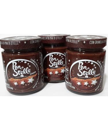 Pan Di Stelle Cream, Cocoa Hazelnut Spread, No Palm Oil*, 100% Italian Hazelnuts, Made in Italy, Non GMO Verified, Kosher, Chocolate Spread, 11.6 oz. Jar (3 Pack)