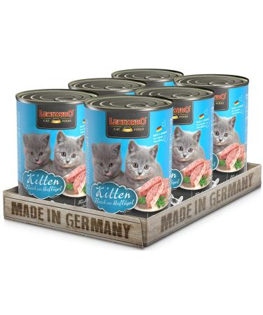 Leonardo poultry wet food kitten 6x 400g can |Cereal -free wet food for cats |Wet food Sole food from the can 2.4kg 400 g (6 -pack)