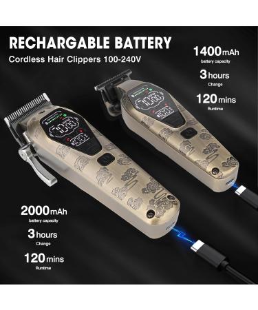 Karrte Professional Hair Clippers for Men - Cordless Beard Trimmer Set with T-Blade Rechargeable Grooming Kit & LED Display - Ideal Barber Starter Kit - Buy Online on SooperMarket.com
