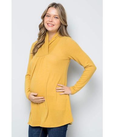 Bump Maternity High Neck Knit Sweater - XL Mustard Tunic Top | Made in USA - Buy Online on SooperMarket.com