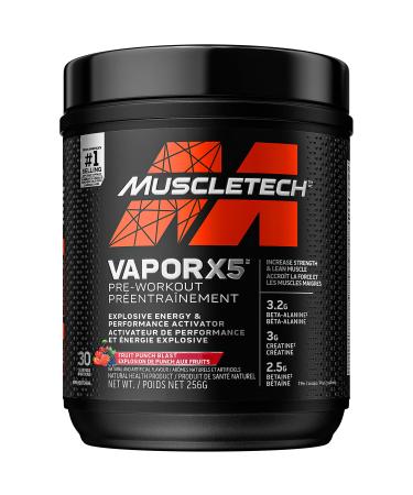 MuscleTech Pre Workout Powder MuscleTech Vapor X5 Pre-Workout Pre Workout Powder for Men & Women PreWorkout Energy Powder Drink Mix Pre-Workout Products Fruit Punch (30 Serv) (packaging may vary) Fruit Punch Blast