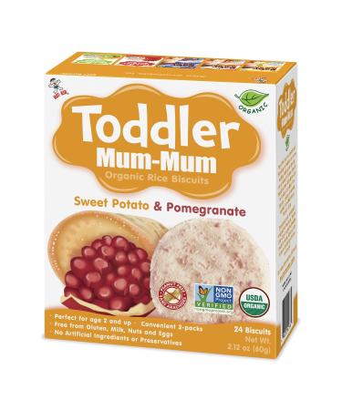 Toddler Mum-Mum Rice Rusks Sweet Potato & Pomegranate Gluten Free Allergen Free Non-GMO Rice Teether Cookie for Teething Infants 360gms 24 Biscuits pack Pack of 6