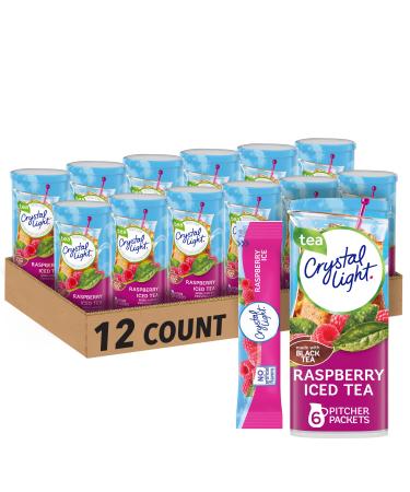 Crystal Light Sugar-Free Raspberry Iced Tea Naturally Flavored Powdered Drink Mix 72 Count Pitcher Packets, 6 Count (Pack of 12)