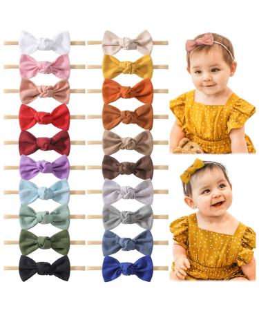 Jollybows 20pcs Baby Girl Hair Bow Headband Hairband Nylon Hairbands for Children Newborn Hair Accessories