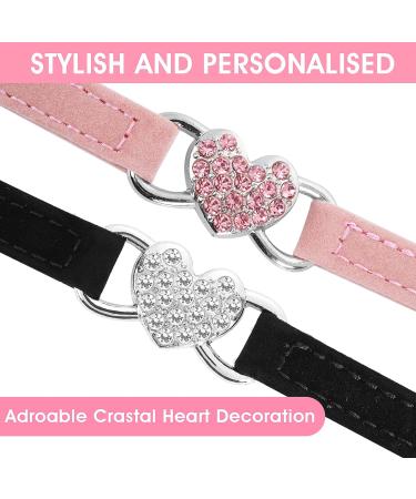 Shop Cobee Bling Heart Cat Neck Band - Adjustable Rhinestone Pet Collar with Bell for Small Cats & Dogs - Pink/Black - Buy Online on SooperMarket.com