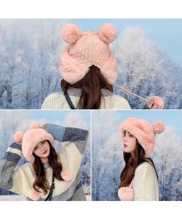 Peicees Women's Winter Fluffy Bomber Hat with Fur Pompom - Black - Buy Online on SooperMarket.com