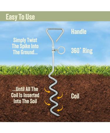 Milestone Camping 31690 Outdoor Corkscrew Tie Out Stake / Keyring Attachment / Tether Pets and Tents / Ideal for Camping Hiking Fishing and More - Buy Online on SooperMarket.com