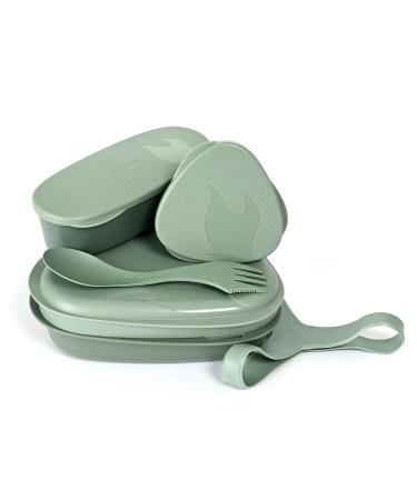 Light My Fire Camping Mess Kit - 6 pcs Mess Kit For Camping 1 Person - Reusable Camping Plates and Utensils - BPA Free Lunch Box To Go with Cutlery - Camping Dishes/Hiking Mess Kit/Bento Box Sandy Green