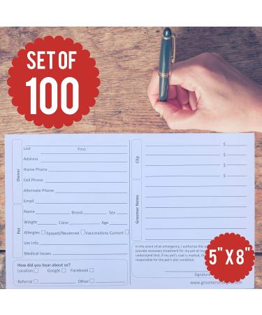 Pet Dog Cat Grooming Customer Clip Cards (100 Pack Thick 8 X 5 inch Professional Profile Kennel Record Care Service Card) - Buy Online on SooperMarket.com