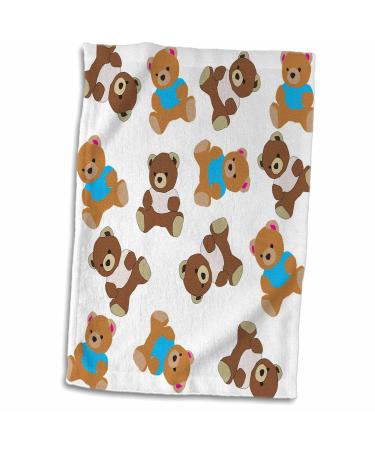 3D Rose Image of Cute Teddy Bears in Repeat Toss Pattern Hand Towel  15 x 22