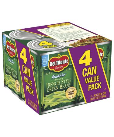 Del Monte Canned Fresh Cut Blue Lake French Style Green Beans, 14.5 Ounce (Pack of 4) French Style, 14.5oz (Pack of 4)