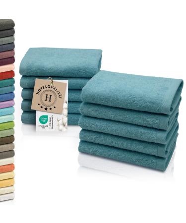 Zollner 10 Set Seifkerchen - Soft and Suction -strong washcloths - washable up to 95 C - cotton - 30x30 cm in petrol petrol 10x soap cloths