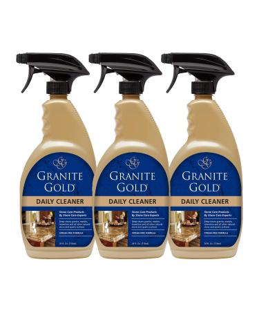 Granite Gold Daily Cleaner Spray Streak-Free Cleaning for Granite, Marble, Travertine, Quartz, Natural Stone Countertops, and Floors, 24 Fluid Ounces, 3-Pack