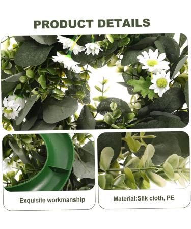 LIFKICH Wreath Planta Artificial Faux Greenery Artificial Eucalyptus Garland Holiday Window Hanging Eucalyptus Leaves Garland Faux Plants Fall Garland or Artificial Grass Daisy White White 30X30CM - Buy Online on SooperMarket.com