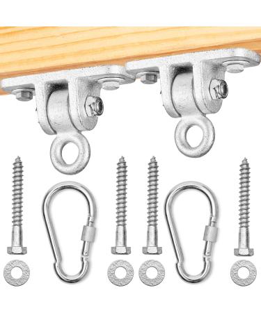 Jungle Gym Kingdom Swing Set Hangers - 2 Heavy Duty Brackets with Locking Snap Hooks for Porch, Patio, Playground - Indoor/Outdoor Hardware & Accessories 2 pack hangers