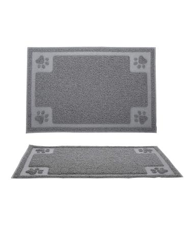 Suhaco Dog & Cat Feeding Mat Non Slip Waterproof Pet Bowl Placemat Easy to Clean Prevent Food Spills and Water Messes Out to Floor 60 x 40 cm (L) Grey L