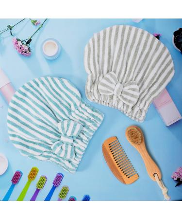 2-Pack Microfiber Hair Towel Caps with Bow-Knot for Fast Drying - Blue, Gray, and White - Soft & Absorbent Hair Drying Caps for Women - Buy Online on SooperMarket.com