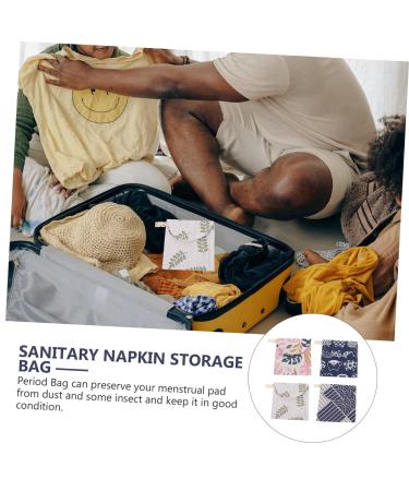 Beavorty 4pcs Menstrual Pad Storage Bag Set | Period Pouch Organizer for Girls | Cotton Linen Carry Case for Period Pads and Tampons - Buy Online on SooperMarket.com